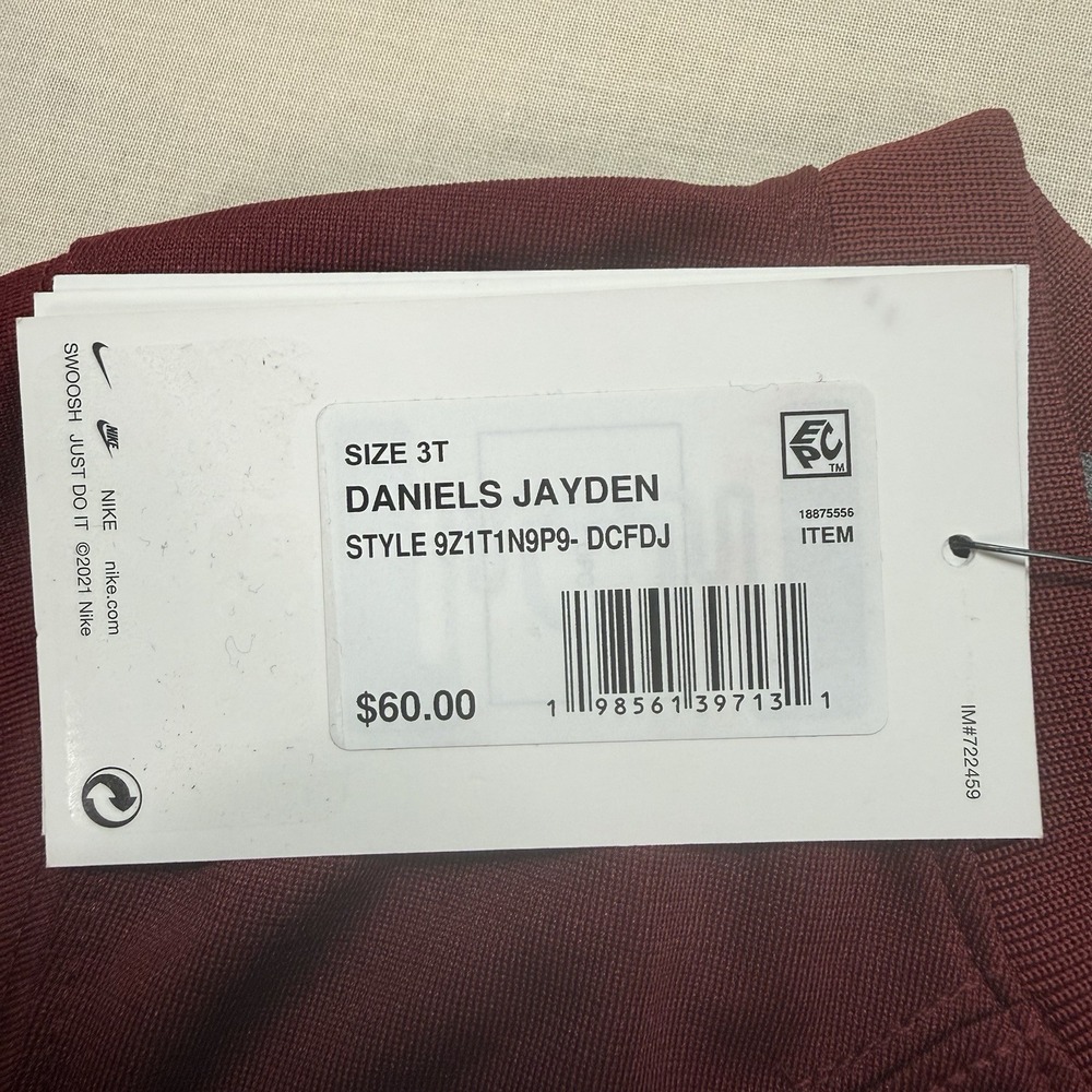 Nike Jayden Daniels Washington Commanders 5 Toddler 3T Burgundy Jersey 9Z1T1N9P9 - Picture 8 of 8